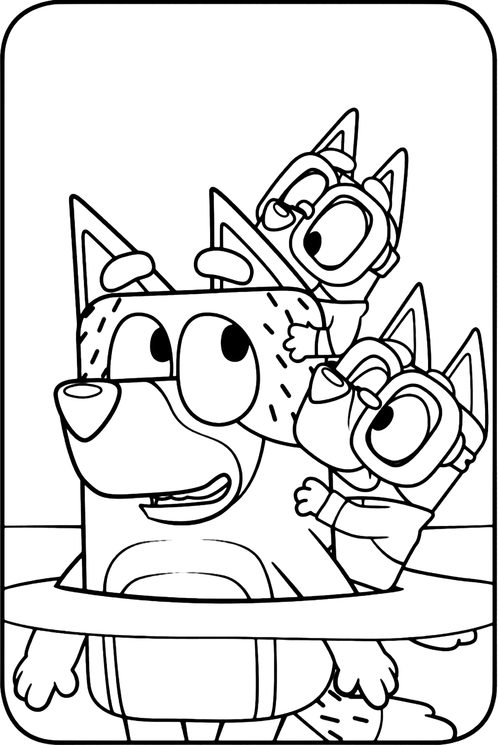Three Blueys Coloring Pages
