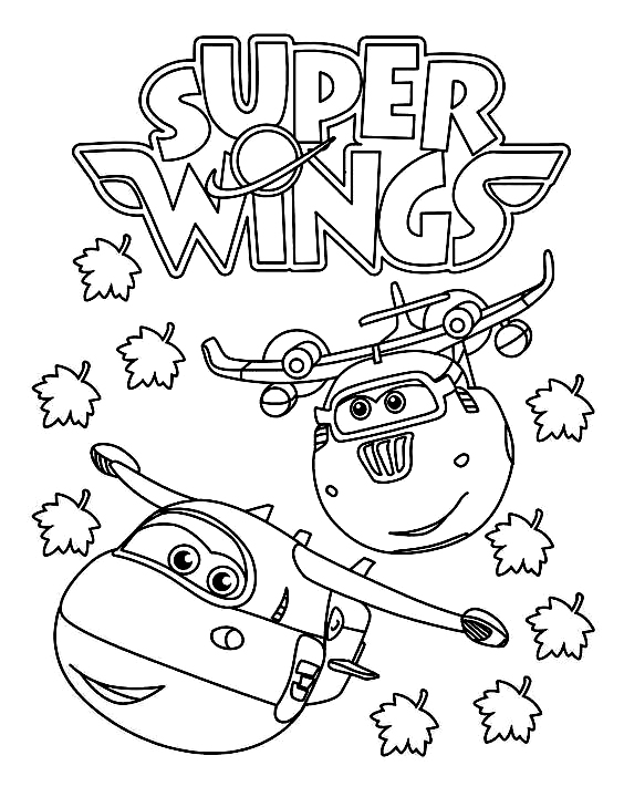Jett and Donnie fly together in Fall from Super Wings Coloring Pages