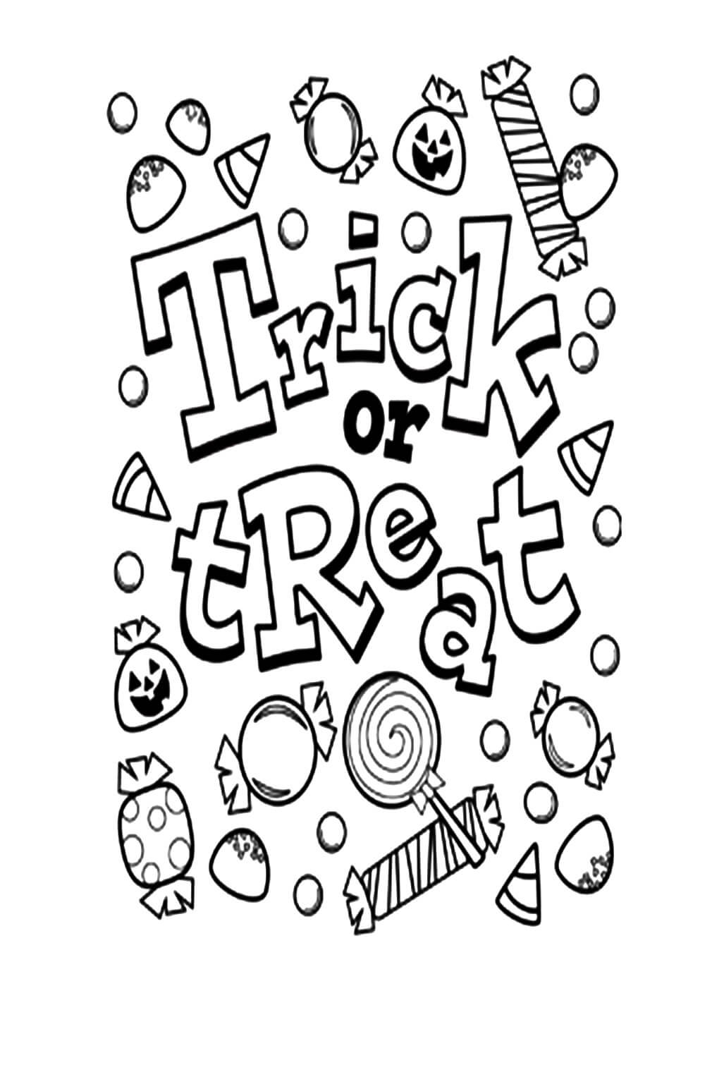Trick Or Treat Candy Pumpkin Coloring Page