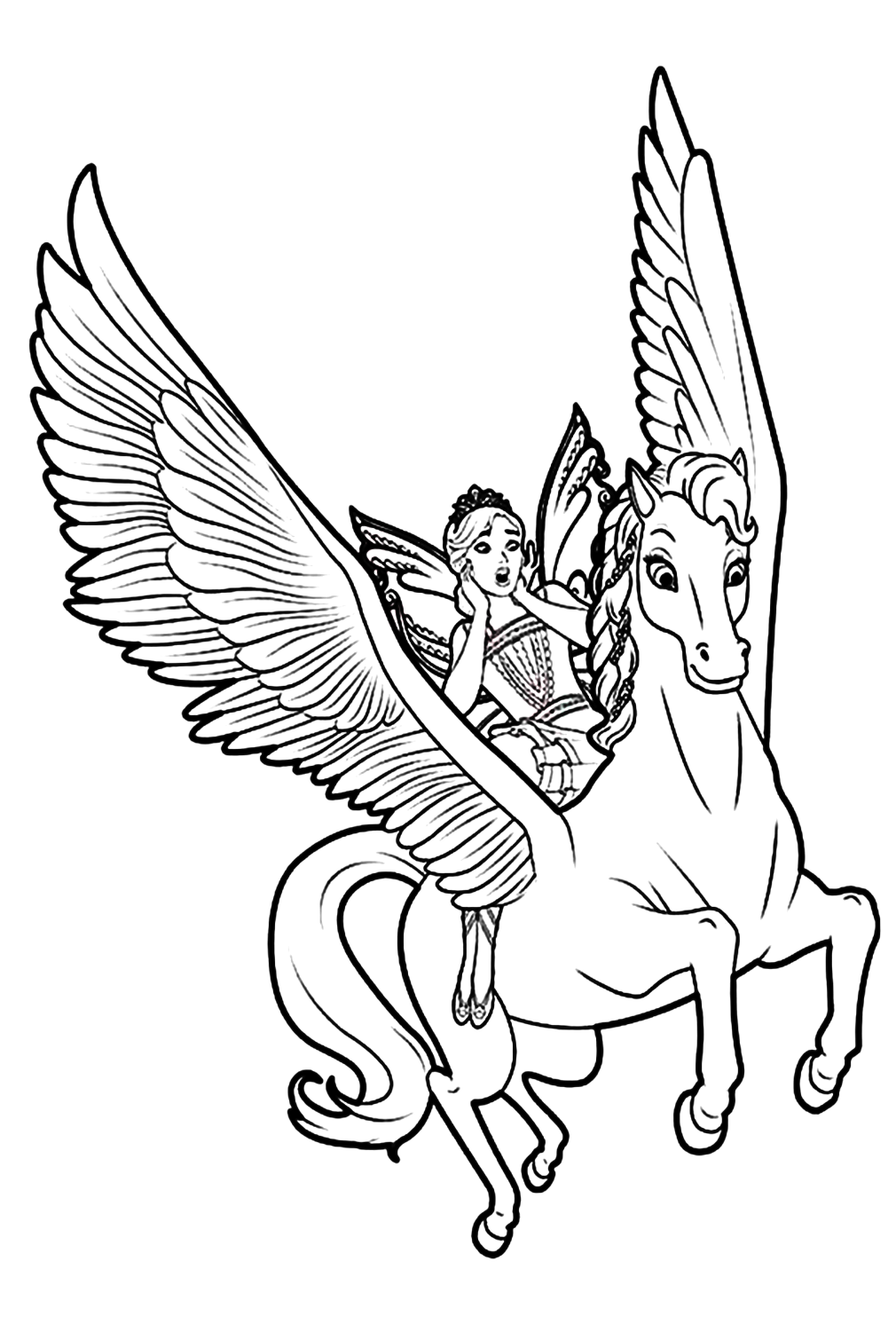 Unicorn And The Princess Coloring Pages