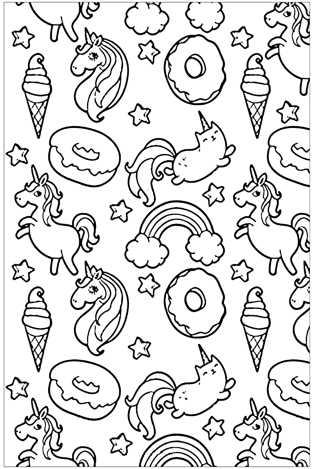Donut 8Unicorn Donut Coloring Page from Donut
