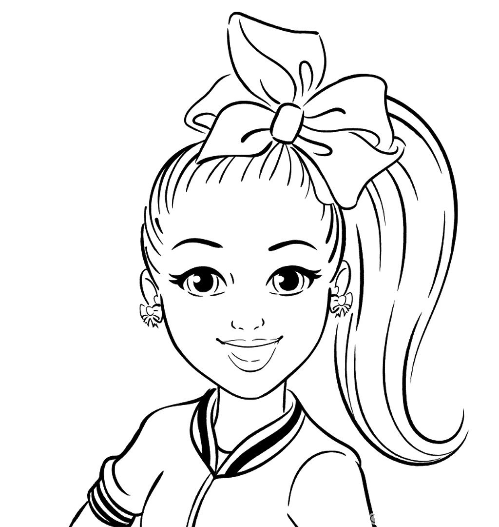 Desenho de uma linda garotinha Jojo Siwa usa um laço de cabelo no cabelo