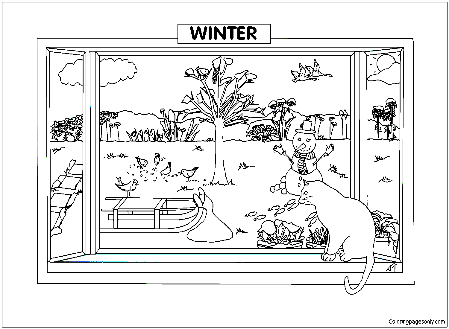 Winter Sence Coloring Page
