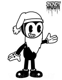 Bendy Santa Claus from Bendy and the Ink Machine Coloring Page
