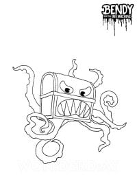 Chester with large eyes and huge sharp teeth from Bendy and the Ink Machine Coloring Pages