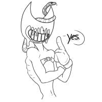 The Ink Bendy with snake on his head say yes from Bendy and the Ink Machine Coloring Page