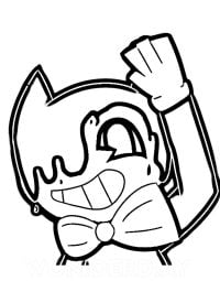 Bendy wears bow tie and welcomes you in Bendy and the Ink Machine Coloring Page