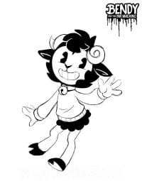 Cute little sheep of Bendy from Bendy and the Ink Machine Coloring Page