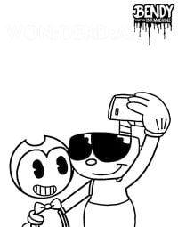 Best couple of Cuphead and Bendy Coloring Page