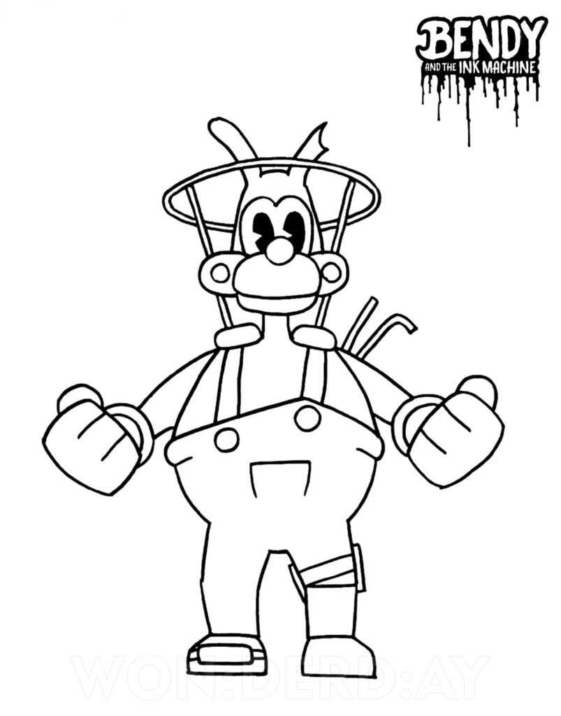 printable bendy and the ink machine coloring pages boris