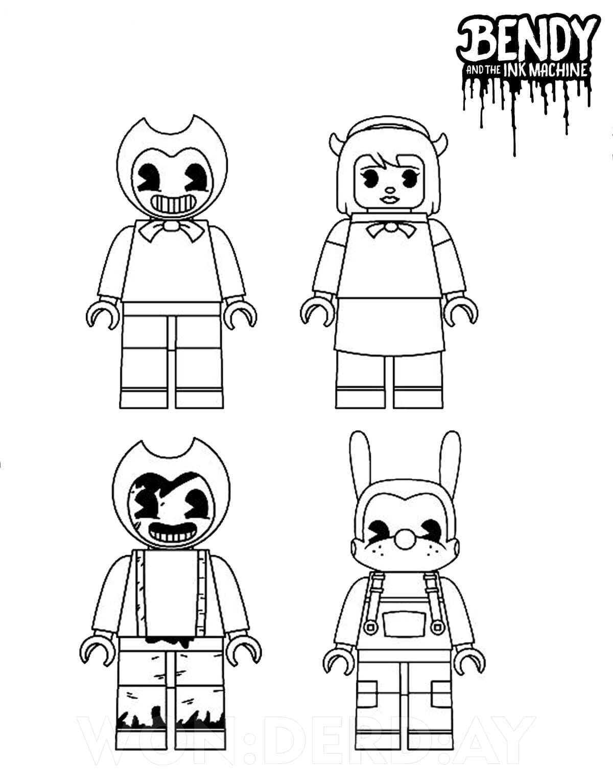 Lego Bendy and friends from Bendy and the Ink Machine Coloring Page