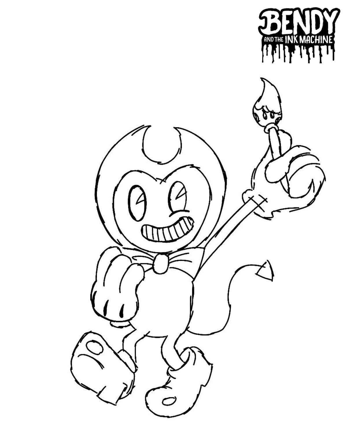 Bendy with tassel winkles his eye from Bendy and the Ink Machine Coloring Pages