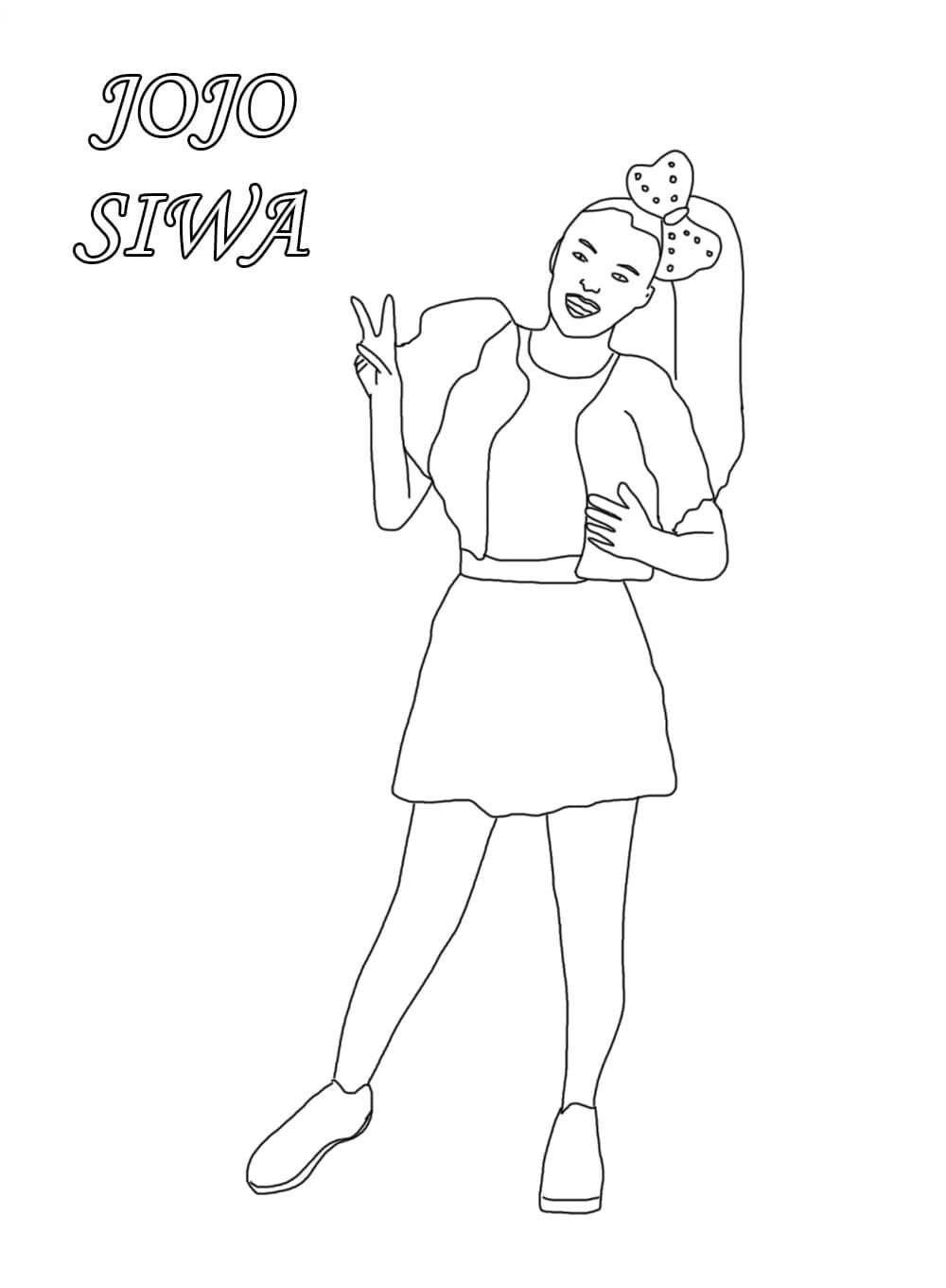 Jojo Siwa shows victory fingers Coloring Page