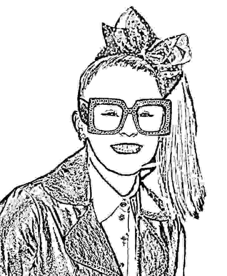 desenho de Joelle Joanie Siwa usa óculos quadrados