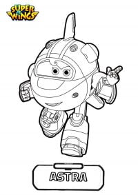 Astra from Super Wings running and pointing something Coloring Page