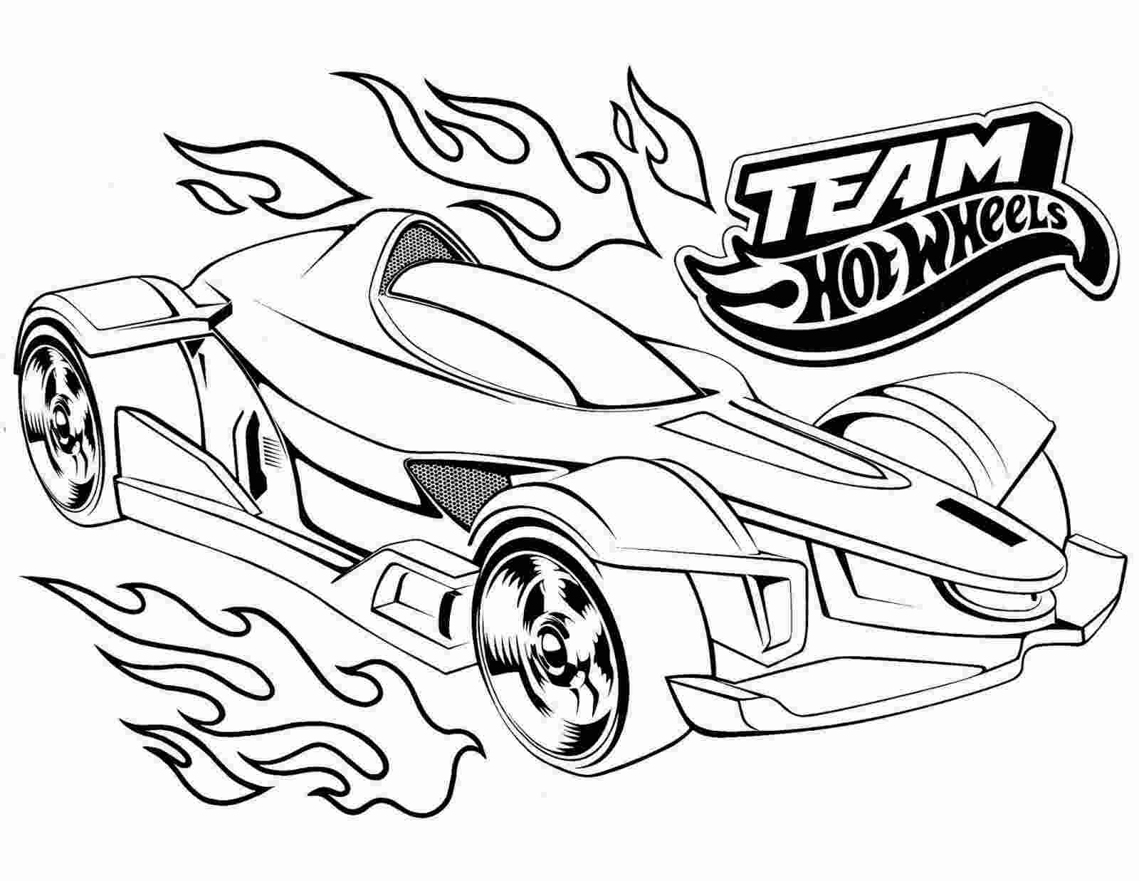 Team Hot Wheels sport car with flames Coloring Page