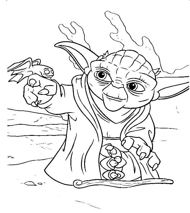 Yoda and Dragon Coloring Page