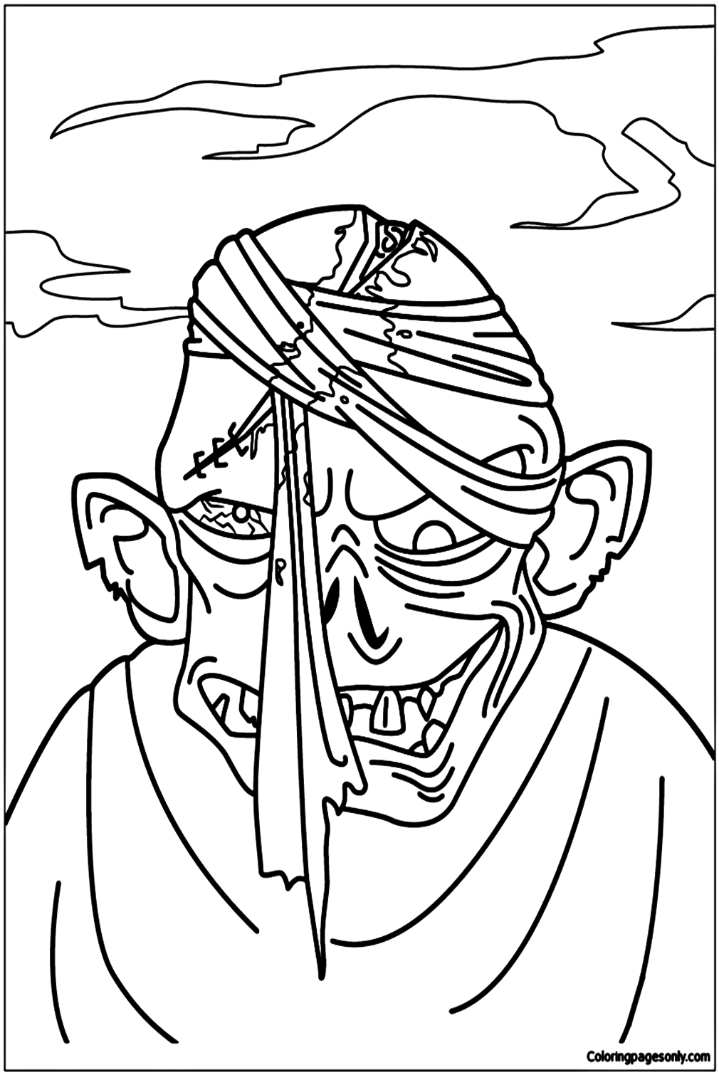 Zombie Head Coloring Pages