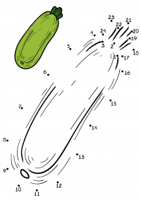 Verbinden Sie die Punkte Zucchini-Gemüse für Kinder Malvorlagen