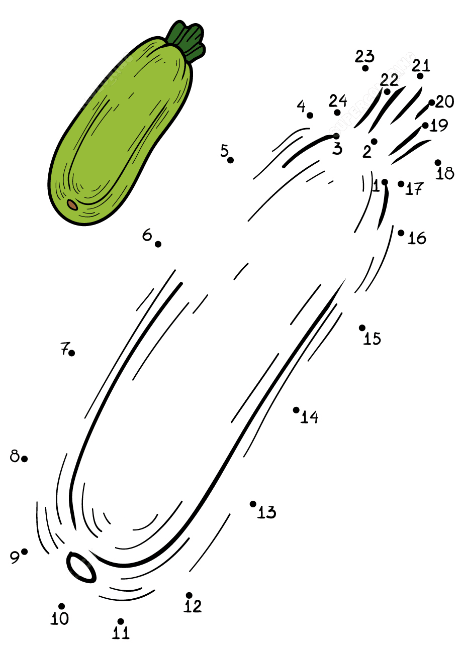 Connect The Dots Zucchini Vegetables For Children Coloring Pages