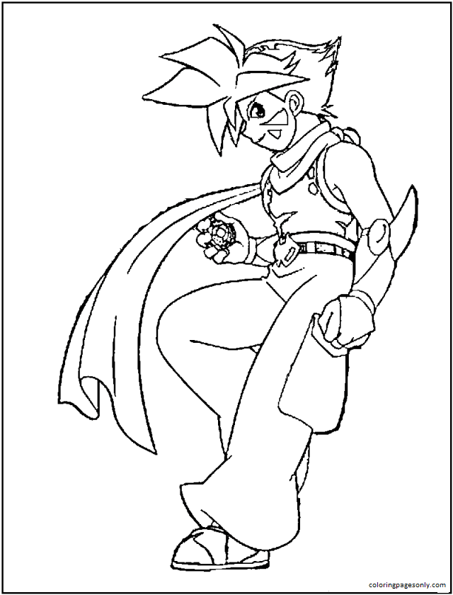 Zyro Long Scarf Beyblade Coloring Page