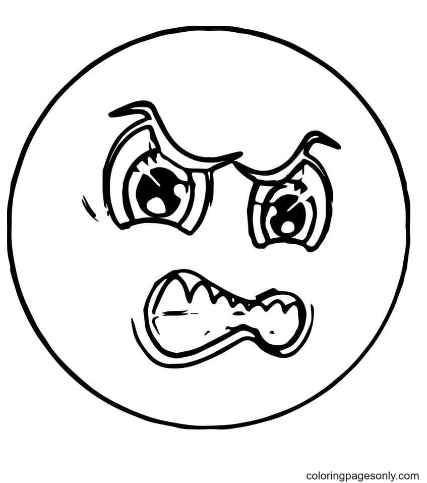 Angry Cartoon Face Coloring Page
