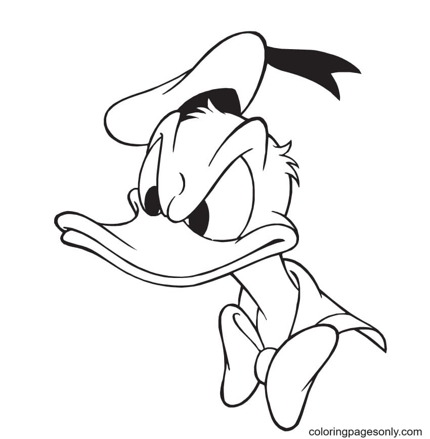 Desenho para colorir do Pato Donald irritado