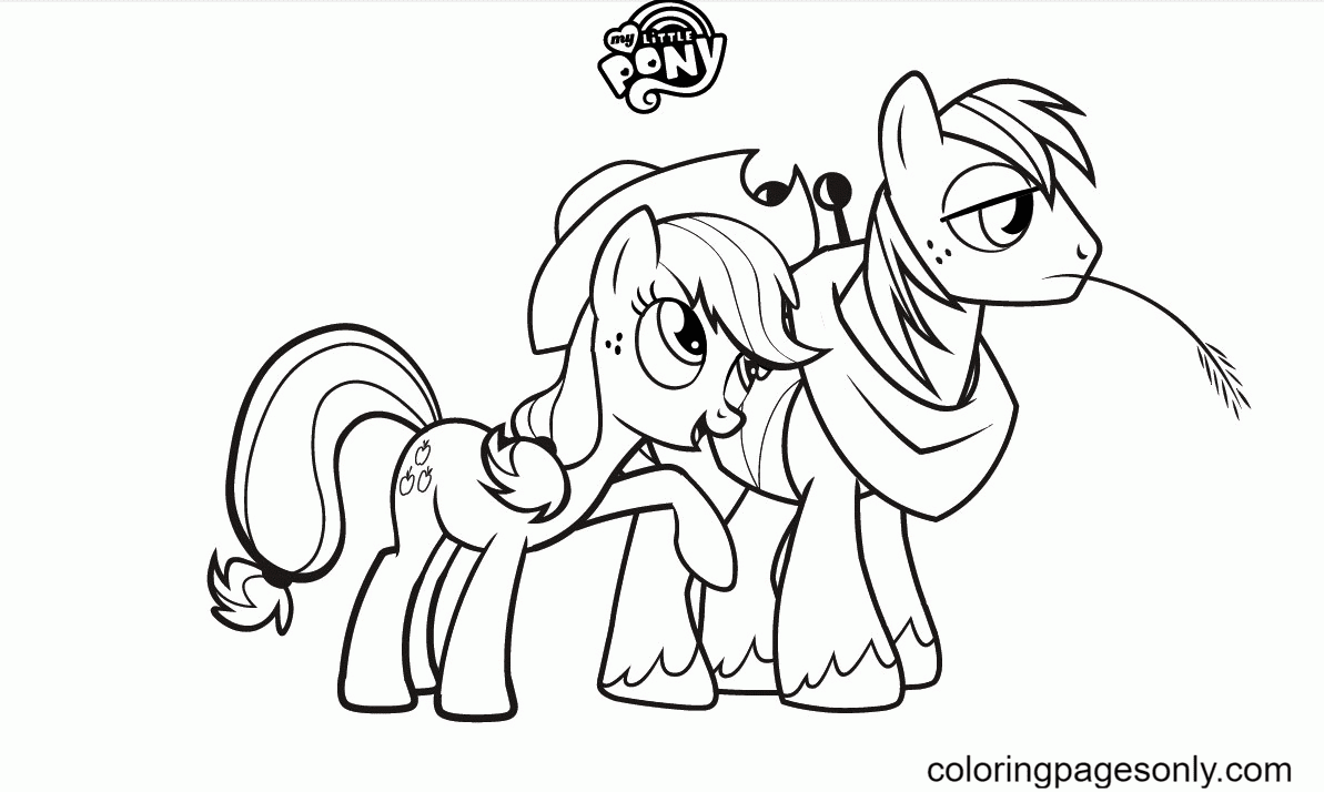 Applejack with an friend Coloring Page