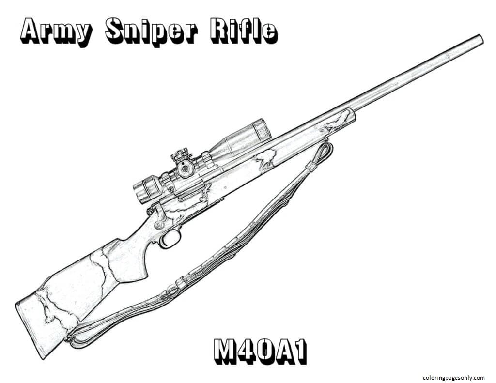 Раскраска Армейская снайперская винтовка