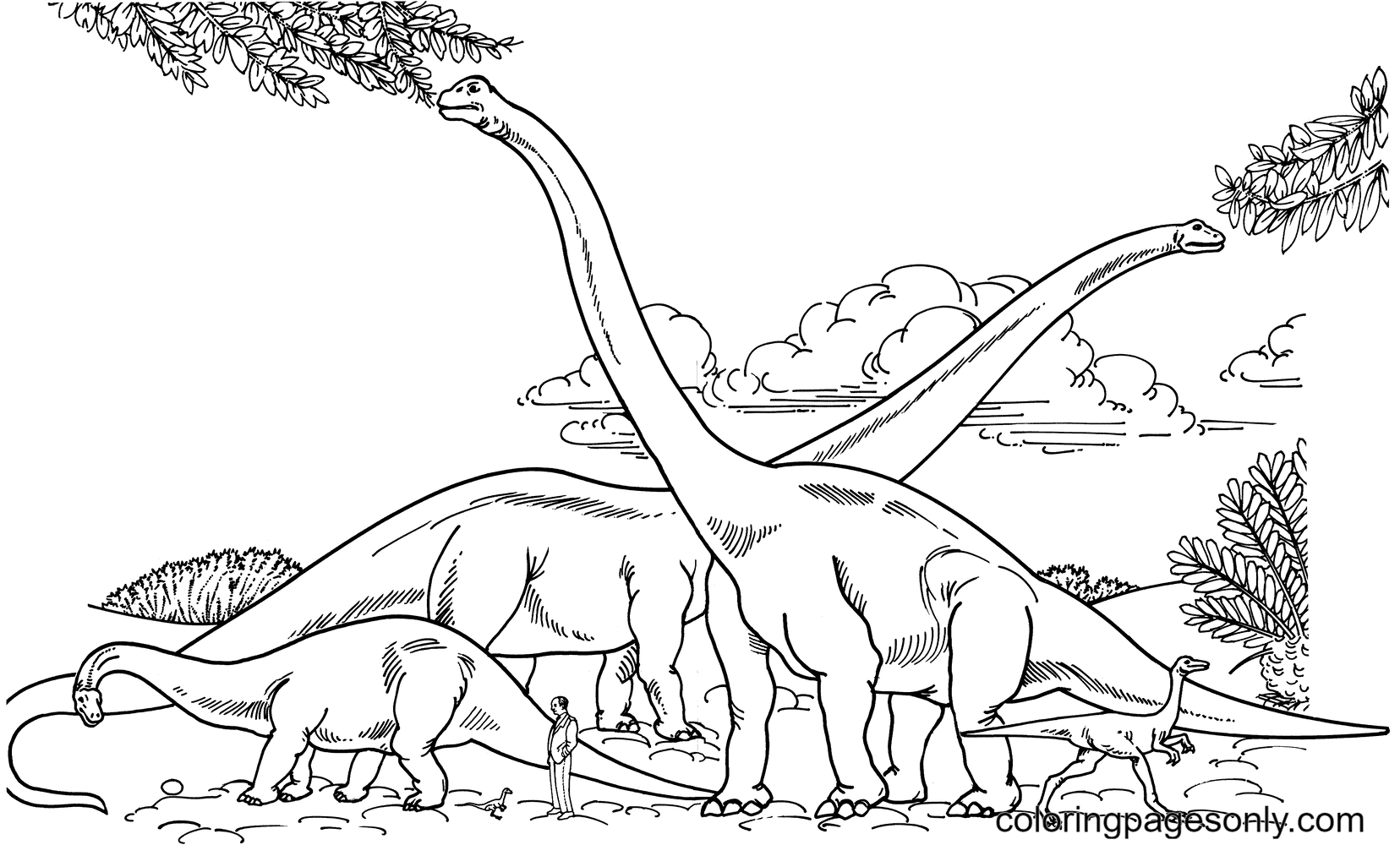 Comparaison du Barosaurus Hypselosaurus et du Gallimimus avec l'humain de Jurassic World