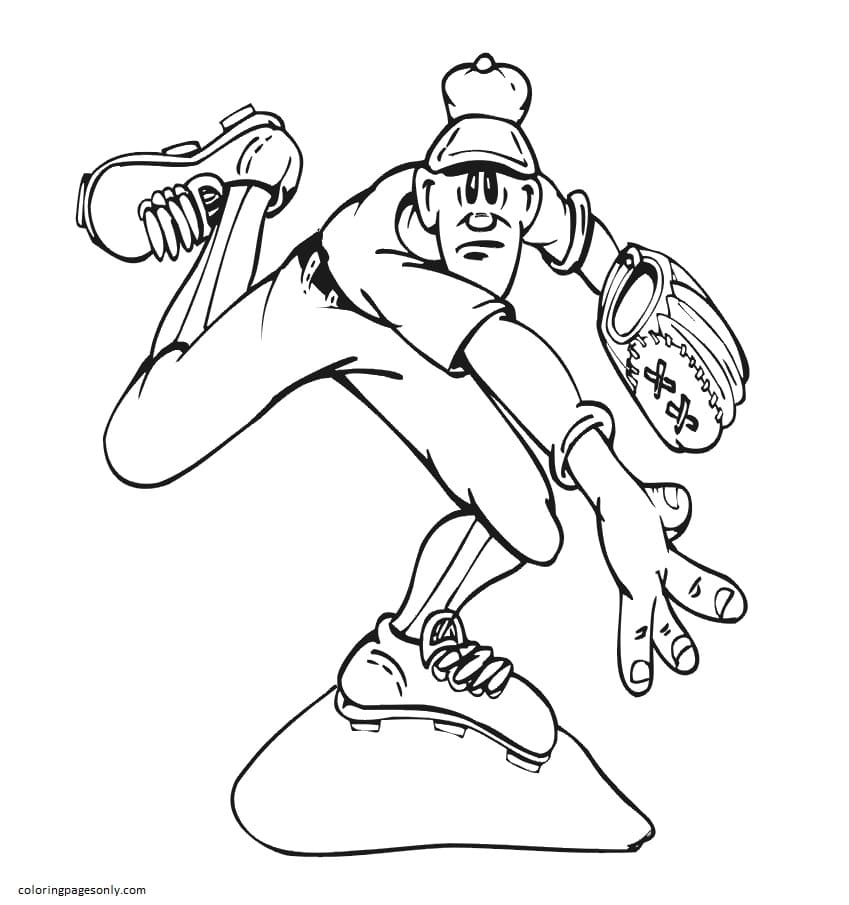 Baseball Pitcher Coloring Page