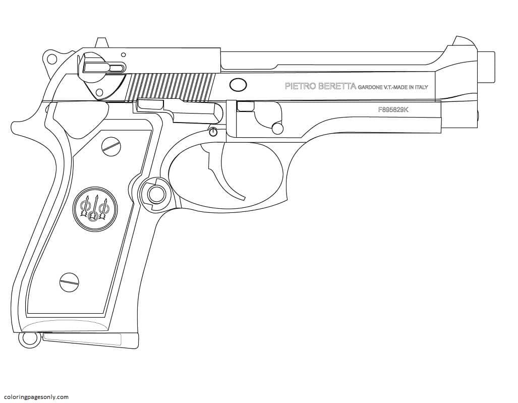 Página para colorir de pistola Beretta