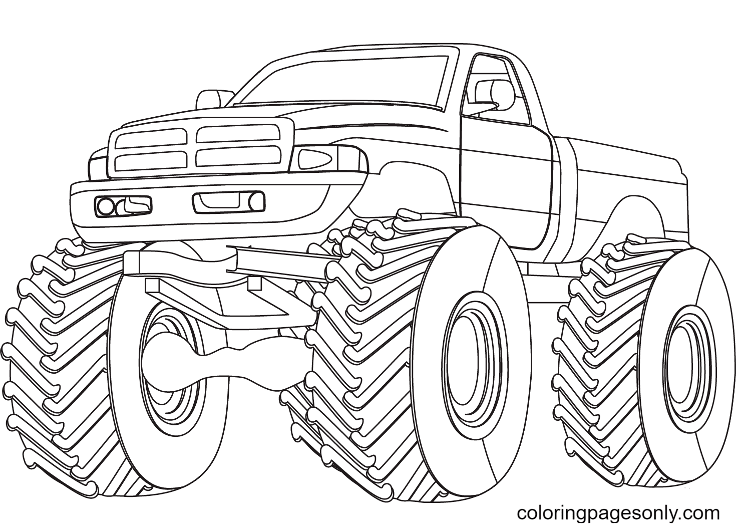 Coloriage Monster Truck à grosses roues