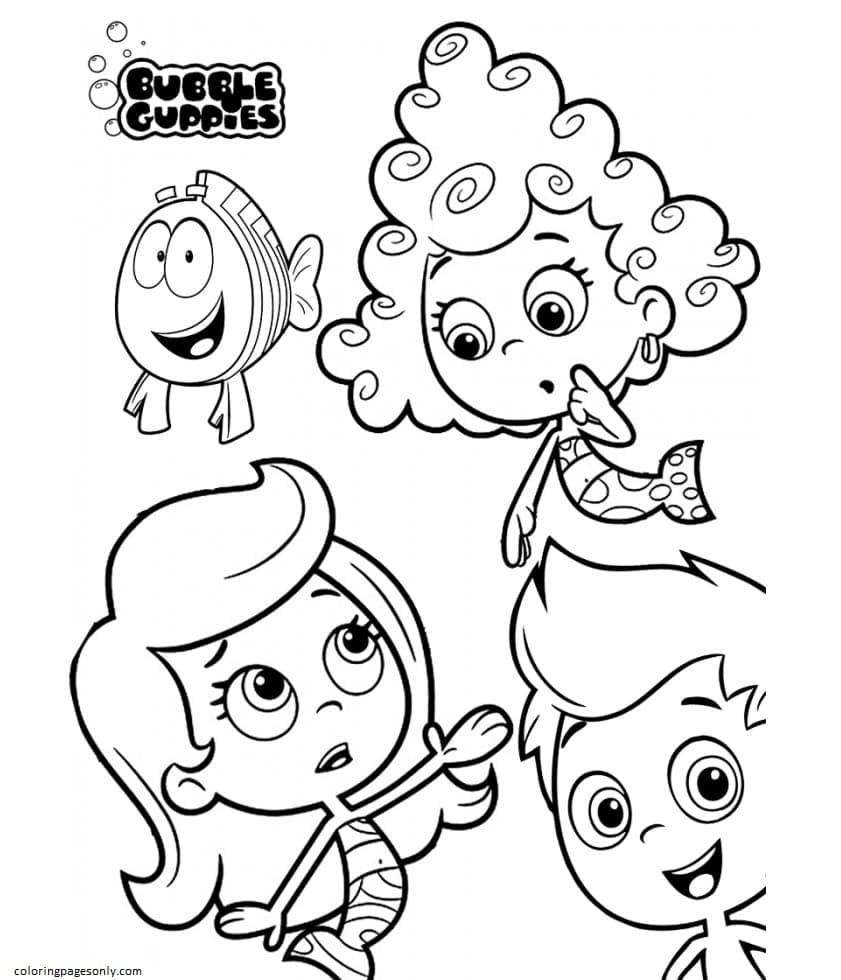 Página para colorir Bubble Guppies 4