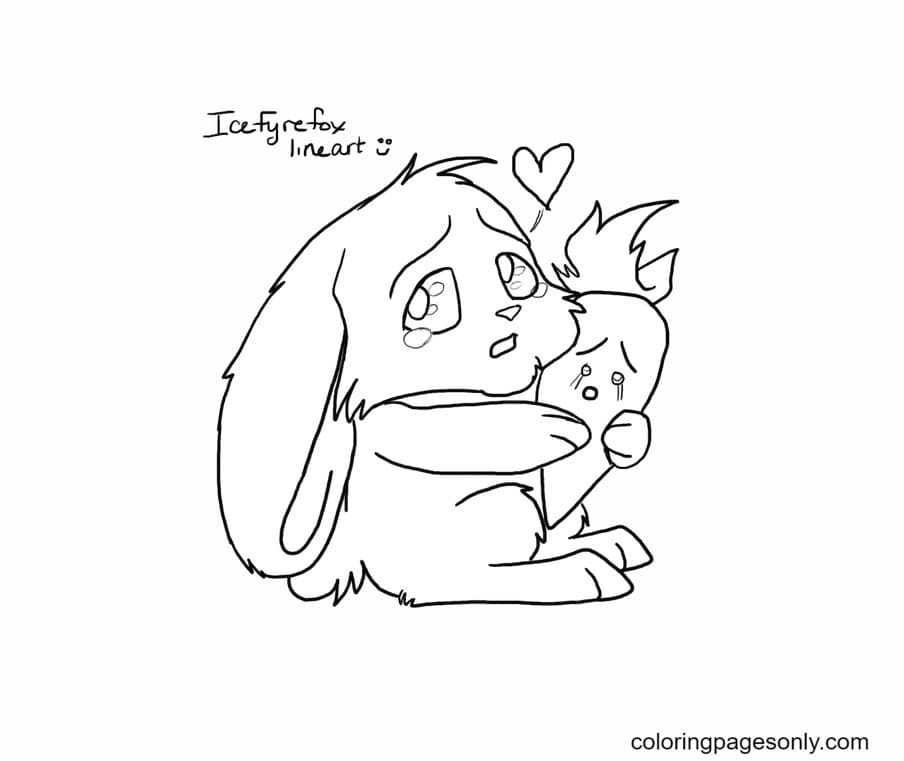 Bunnies and Carrot are crying Coloring Pages