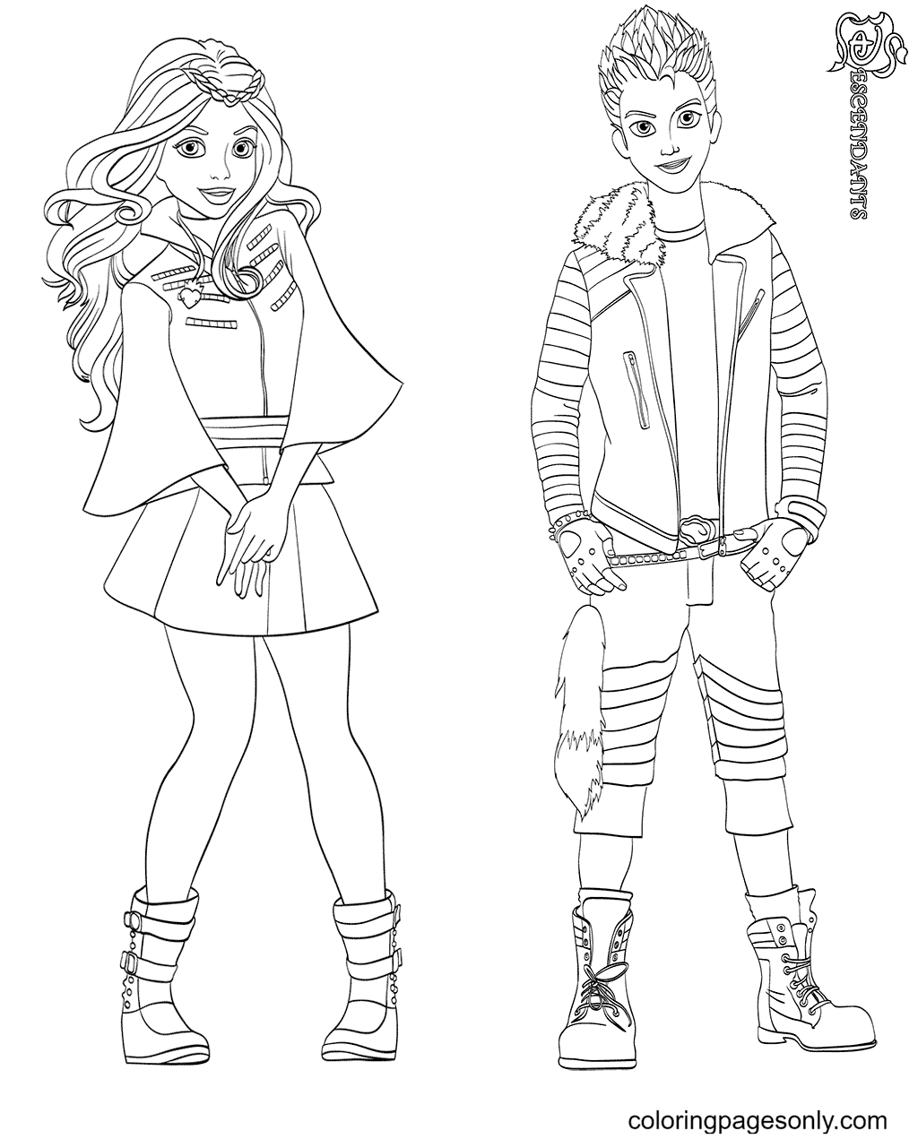 Carlos and Evie Coloring Page - Free Printable Coloring Pages