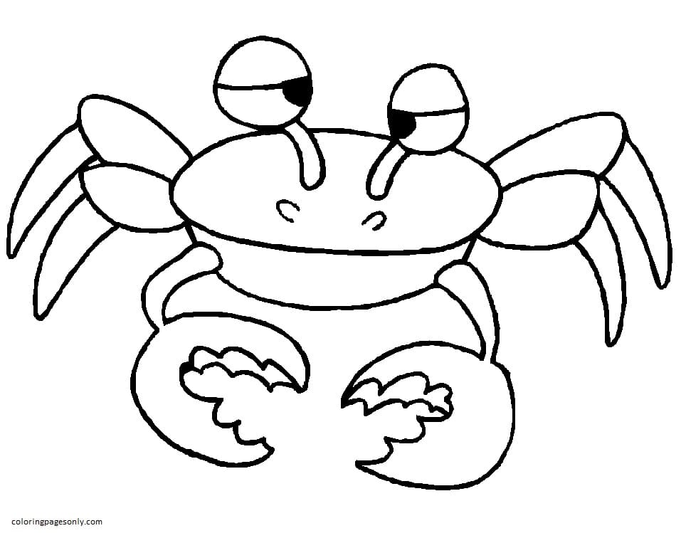 Uma página para colorir de caranguejo de desenho animado
