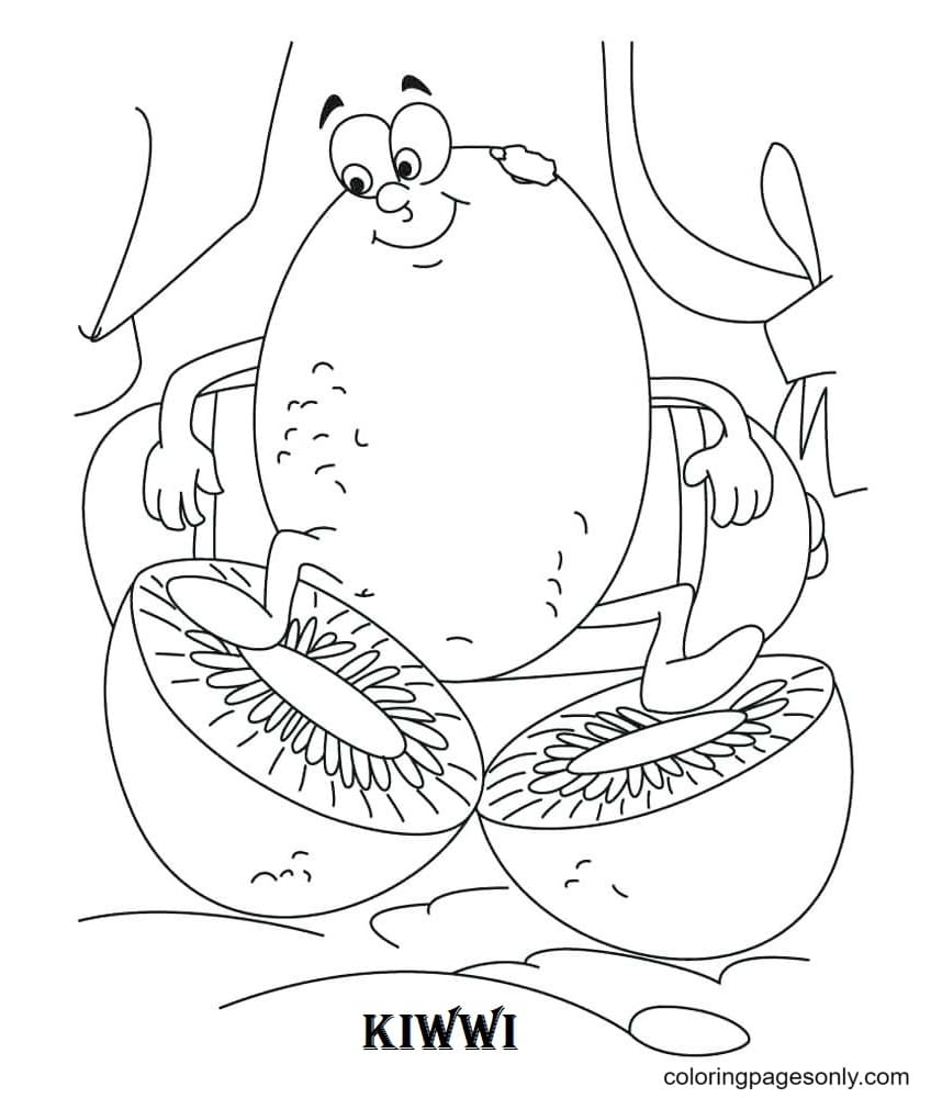 Cartoon Kiwi Coloring Page