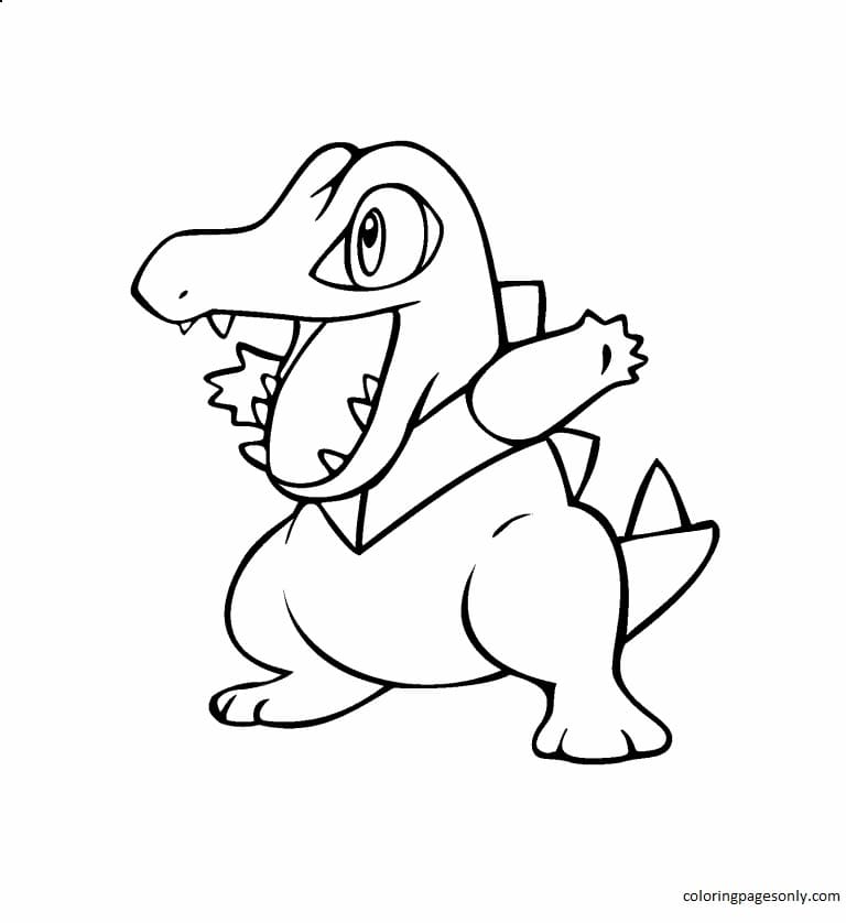 Cartoon Totodile Coloring Page