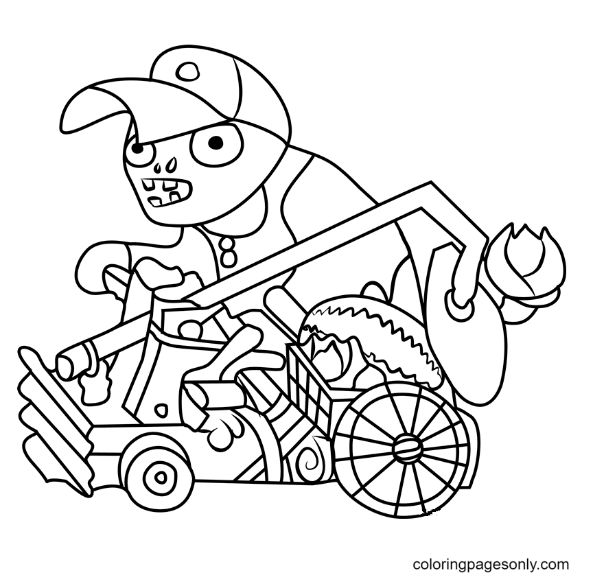 Catapult Baseball Zombie Coloring Page