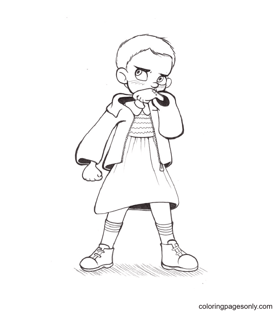 Chibi Eleven in Stranger Things Coloring Page