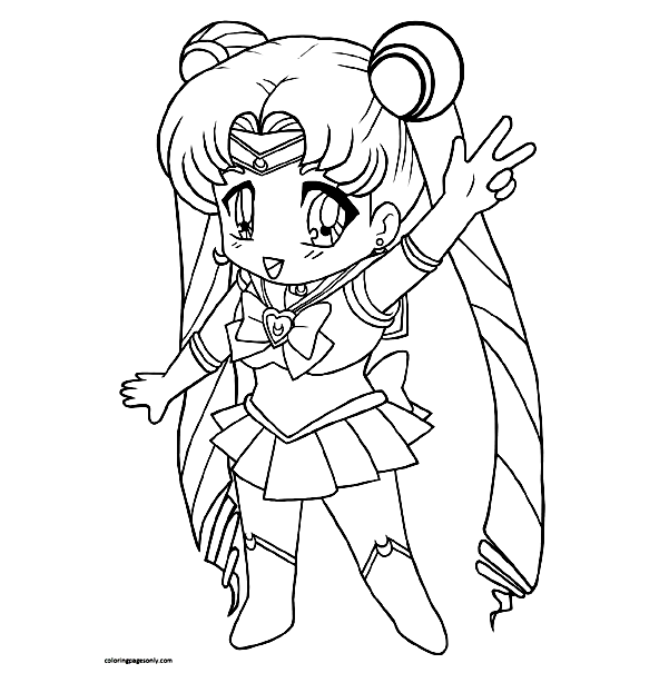 Chibi Sailor Cosmos Coloring Page