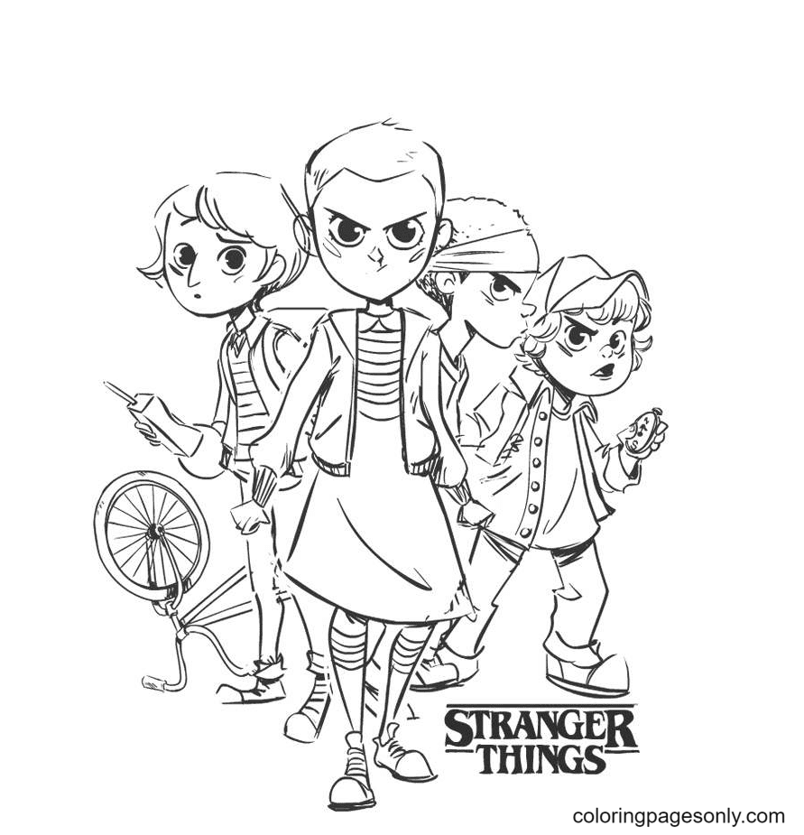 Chibi Stranger Things Characters Coloring Pages - Stranger Things