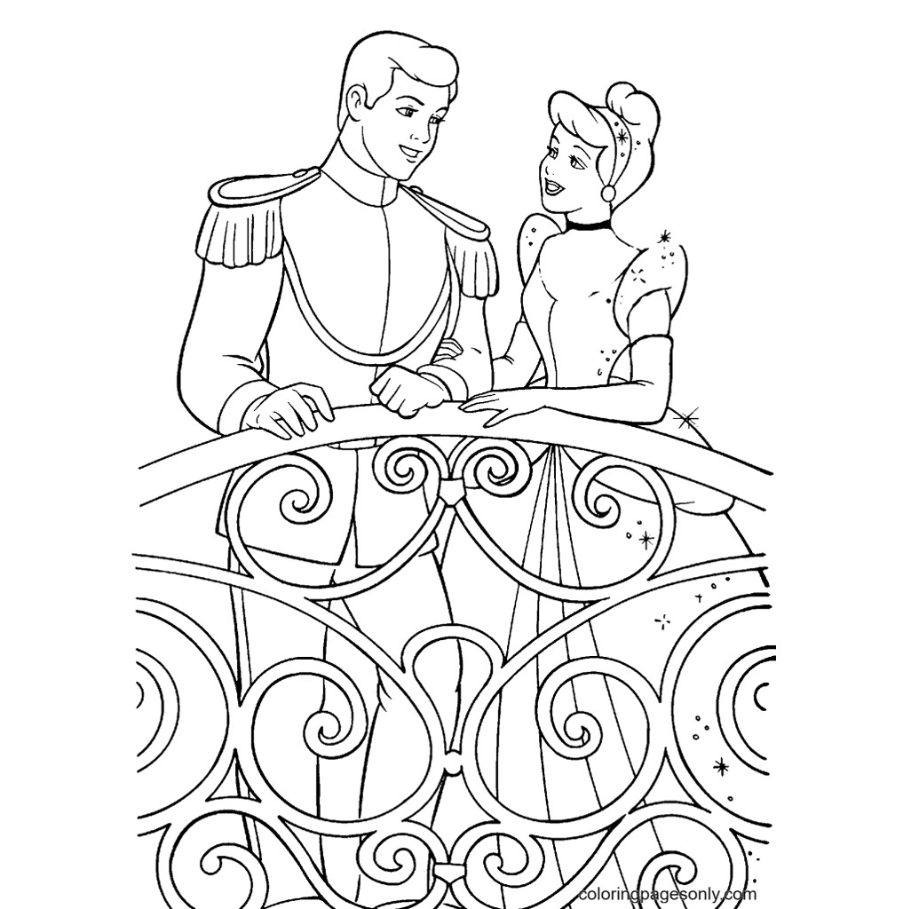 Cinderella And Prince Coloring Pages