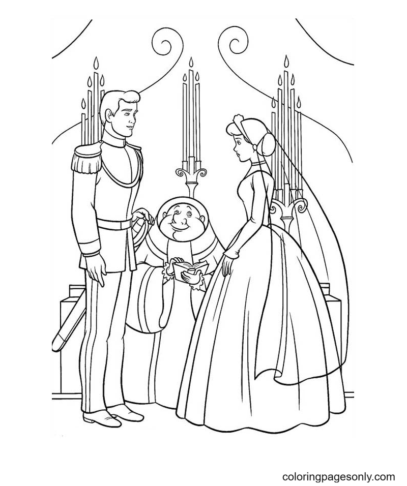 Cinderella And Prince Getting Married Coloring Page