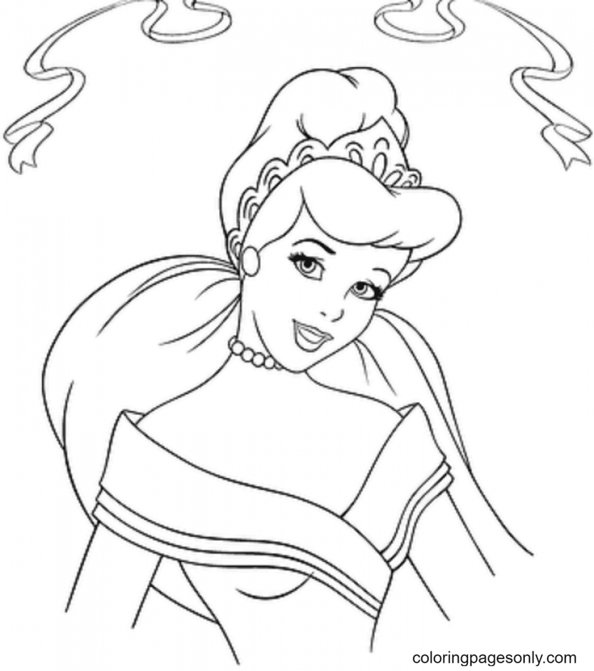 Cinderella Beautiful From Cartoons Disney Coloring Page
