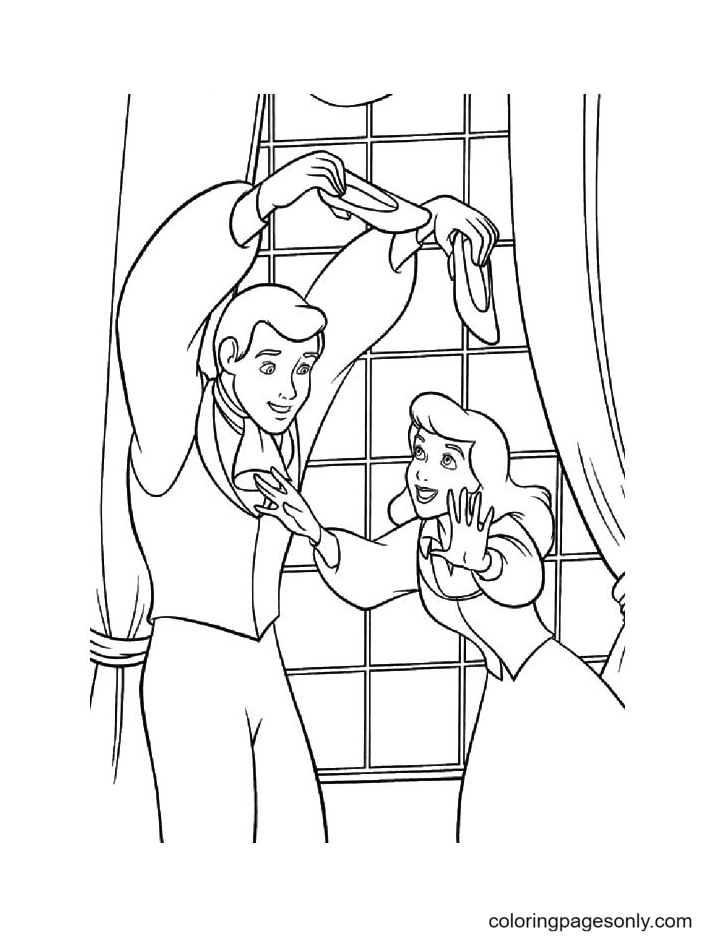 Cinderella Playing With Prince Coloring Page