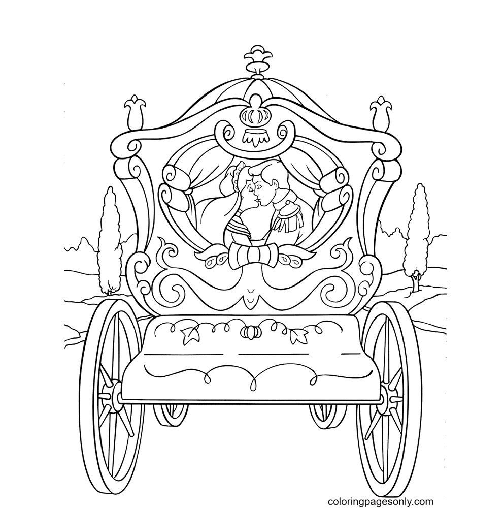 Cinderella’s Wedding Cart Coloring Pages
