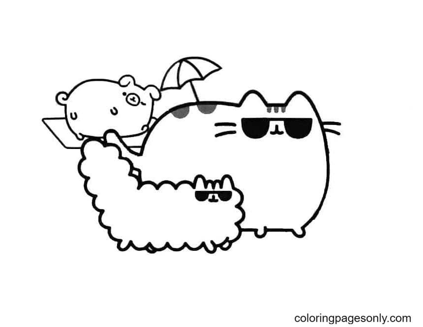 Cool Pusheen with Stormy Coloring Pages - Pusheen Coloring Pages
