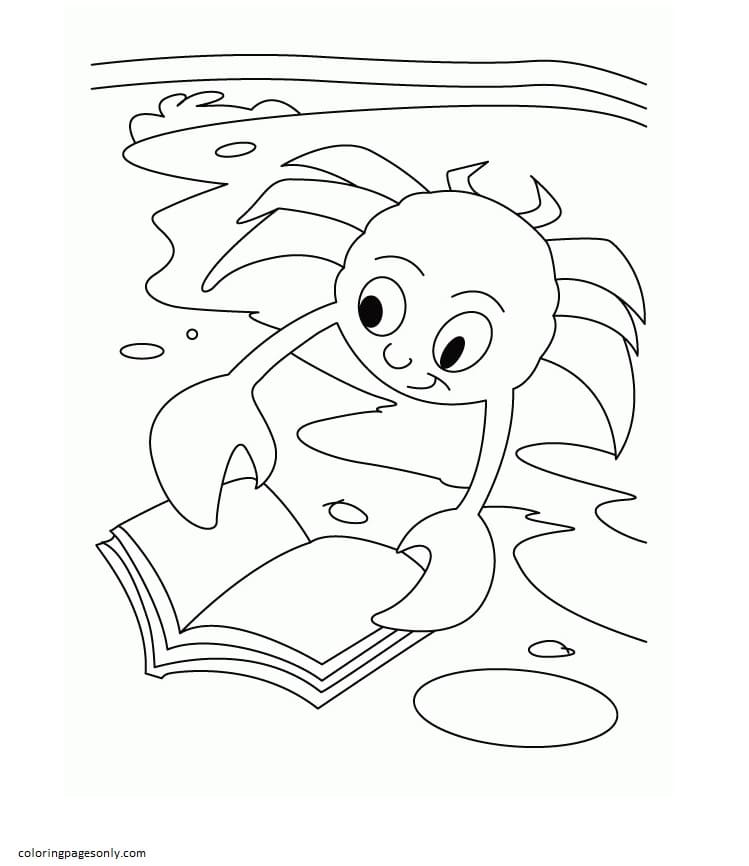 Crab Winning Over Book Coloring Page